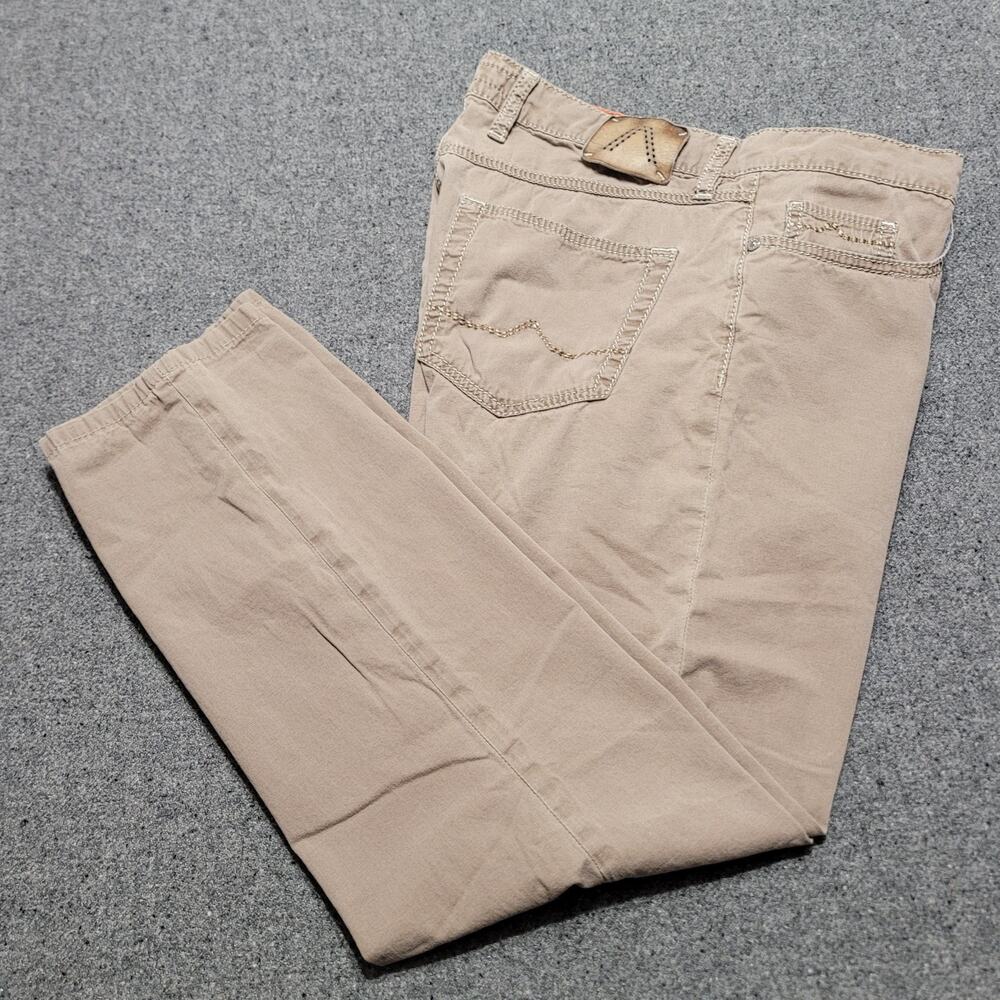 Alberto Jeans Mens 35x28* Tan Pipe Regular Slim Fit Micro Structure Pants